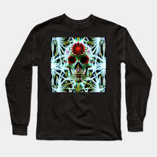 Trippy Psychedelic Patterns Skull 11 Long Sleeve T-Shirt